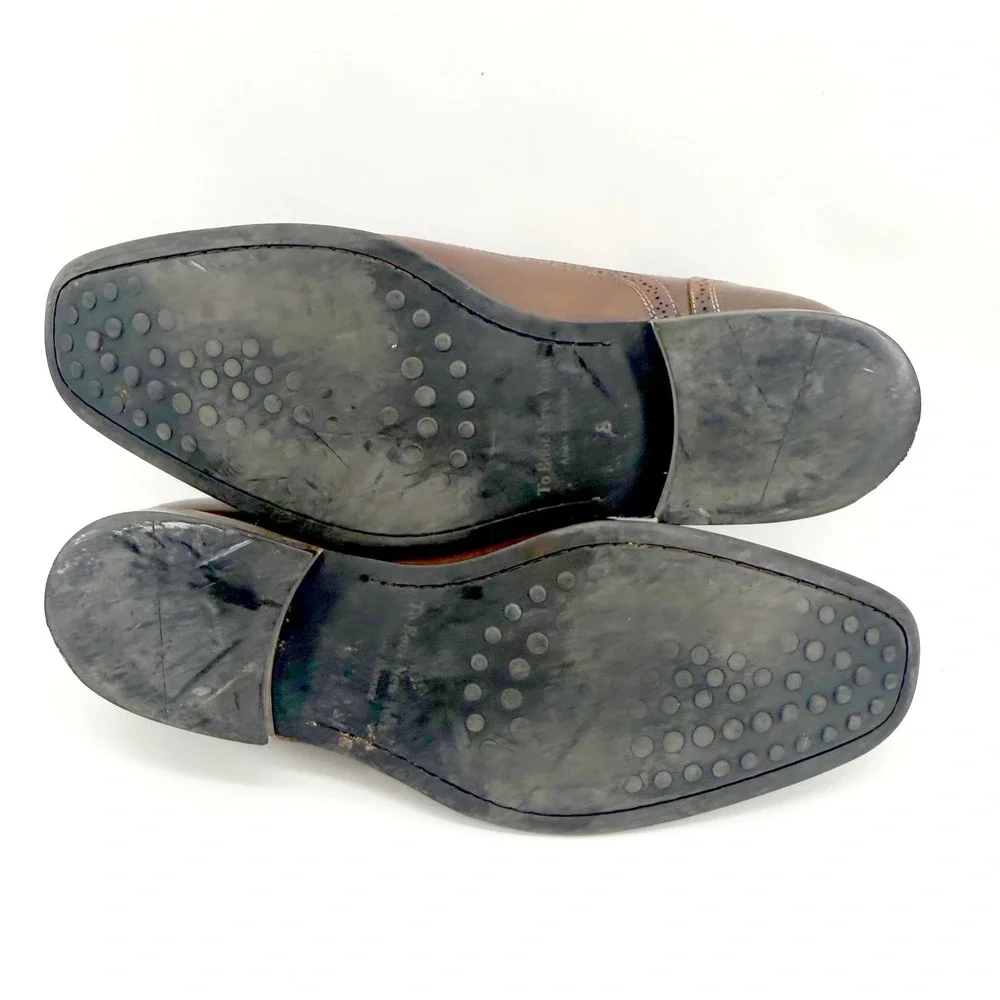 To Boot New York Oxford Mens 8 Brown Medallion Cap Toe Leather Italy Heritage